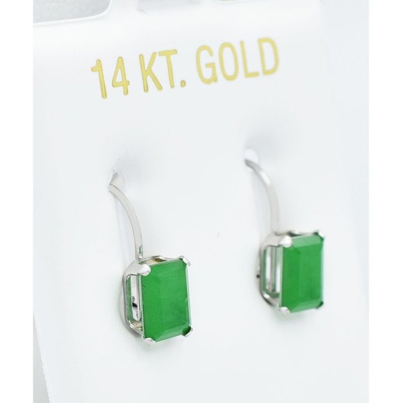 Genuine 1.94 Cts Emerald Gangling Earring 14k White Gold